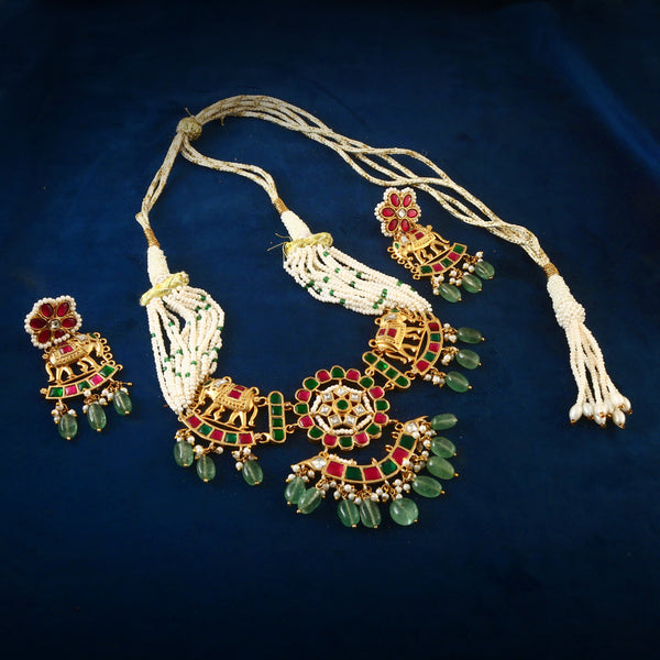 Jewel Plalace Trendy Gold Plated Heavy Pearls kemps Necklace set