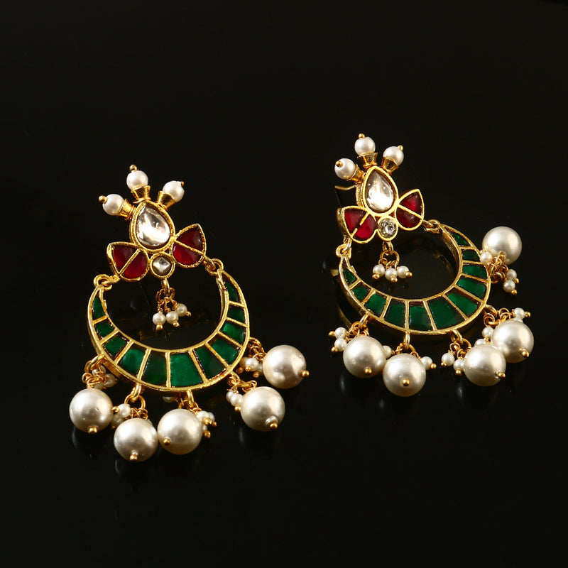 Jhumki kundan & stone trendy earring