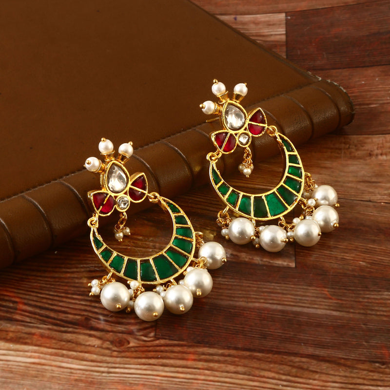 Jhumki kundan & stone trendy earring