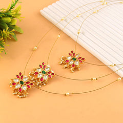Jadau Kundan Necklace Set is beautifully handcrafted with premium Kundan stones in a classic Jadau setting. Inspired by the royal