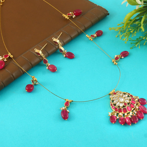 Jadau Kundan Necklace Set is beautifully handcrafted with premium Kundan stones in a classic Jadau setting. Inspired by the royal