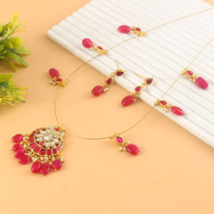 Jadau Kundan Necklace Set is beautifully handcrafted with premium Kundan stones in a classic Jadau setting. Inspired by the royal