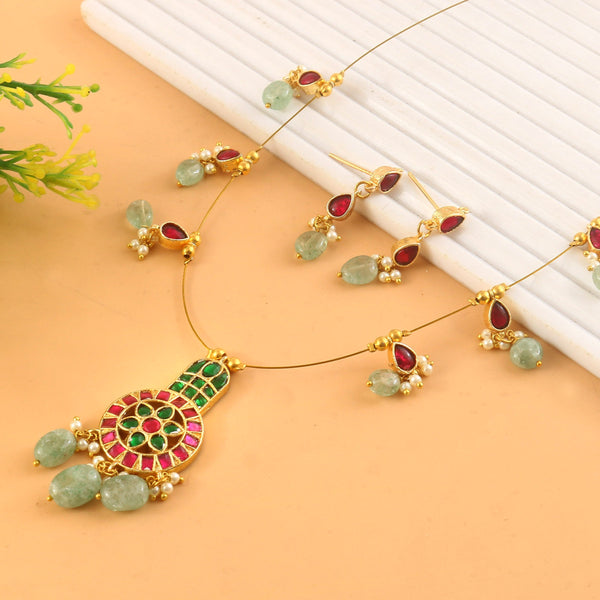 Jadau Kundan Necklace Set is beautifully handcrafted with premium