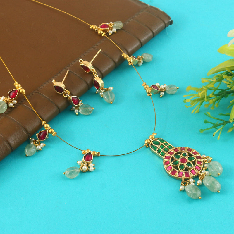 Jadau Kundan Necklace Set is beautifully handcrafted with premium