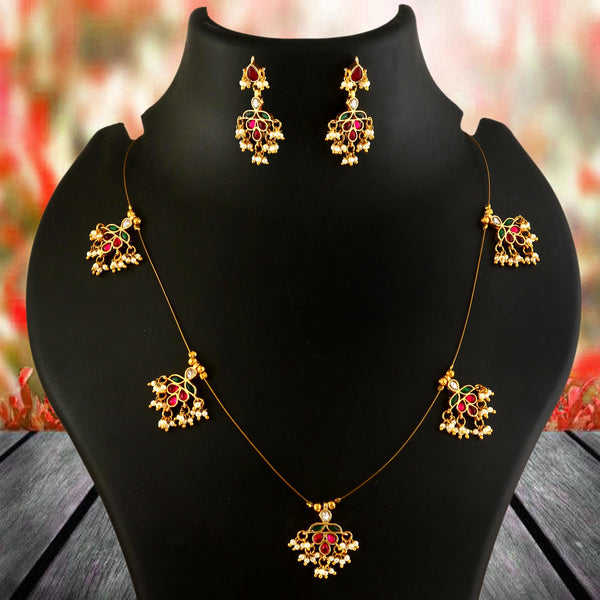 Jadau Kundan Necklace Set is beautifully handcrafted with premium