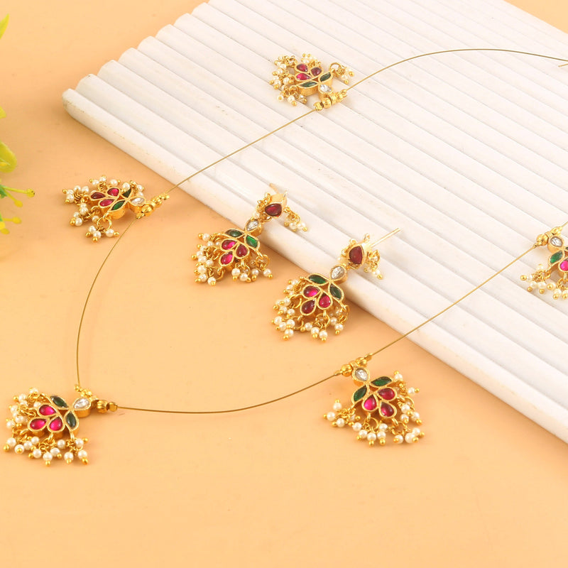 Jadau Kundan Necklace Set is beautifully handcrafted with premium
