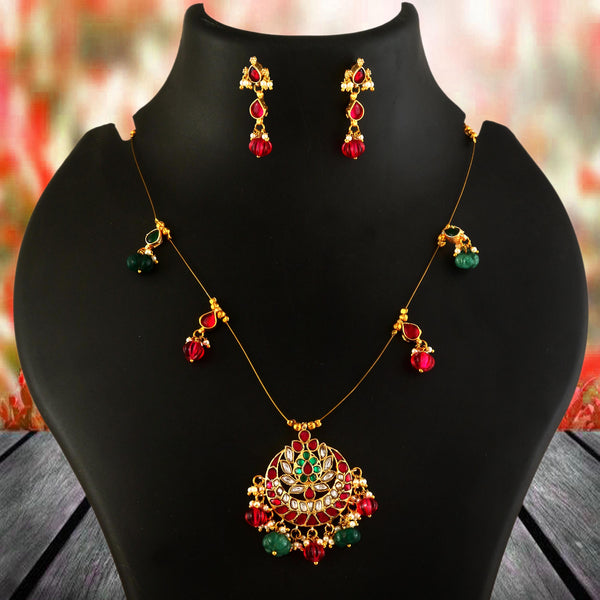 Jadau Kundan Necklace Set is beautifully handcrafted with premium