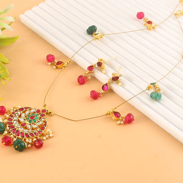 Jadau Kundan Necklace Set is beautifully handcrafted with premium