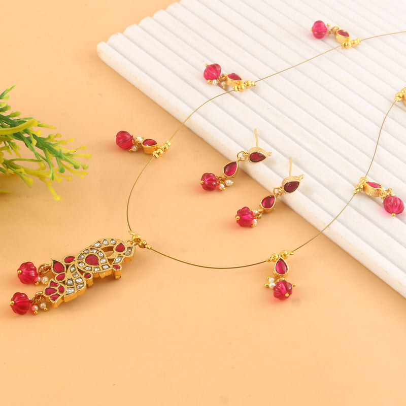 Jadau Kundan Necklace Set is beautifully handcrafted with premium Kundan