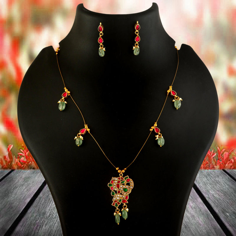 Jadau Kundan Necklace Set is beautifully handcrafted with premium