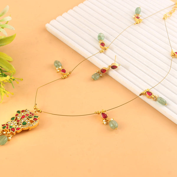 Jadau Kundan Necklace Set is beautifully handcrafted with premium