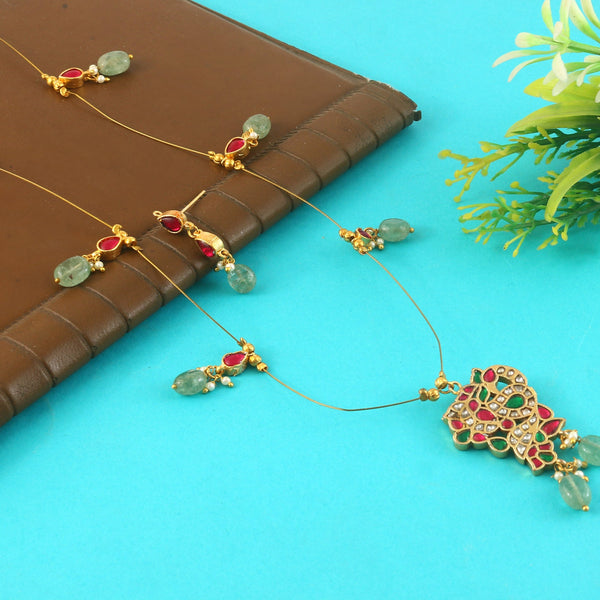 Jadau Kundan Necklace Set is beautifully handcrafted with premium