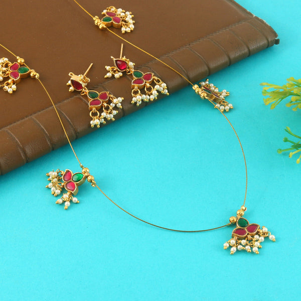 Jadau Kundan Necklace Set is beautifully handcrafted with premium Kundan