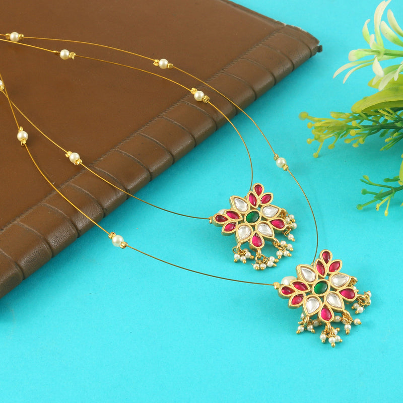Jadau Kundan Necklace Set is beautifully handcrafted with premium Kundan