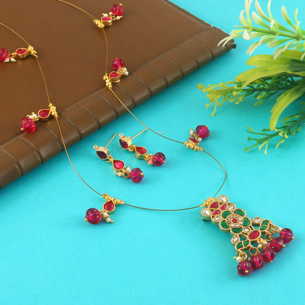 Jadau Kundan Necklace Set is beautifully handcrafted with premium Kundan