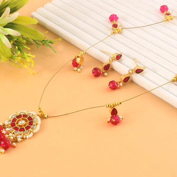 Jadau Kundan Necklace Set is beautifully handcrafted with premium Kundan
