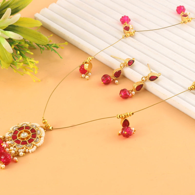 Jadau Kundan Necklace Set is beautifully handcrafted with premium Kundan