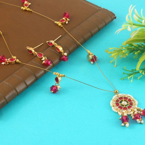 Jadau Kundan Necklace Set is beautifully handcrafted with premium Kundan