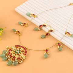 Jadau Kundan Necklace Set is beautifully handcrafted with premium Kundan