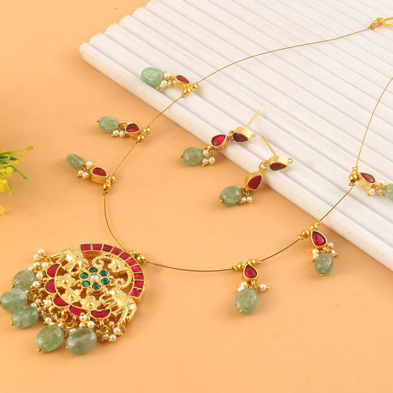 Jadau Kundan Necklace Set is beautifully handcrafted with premium Kundan