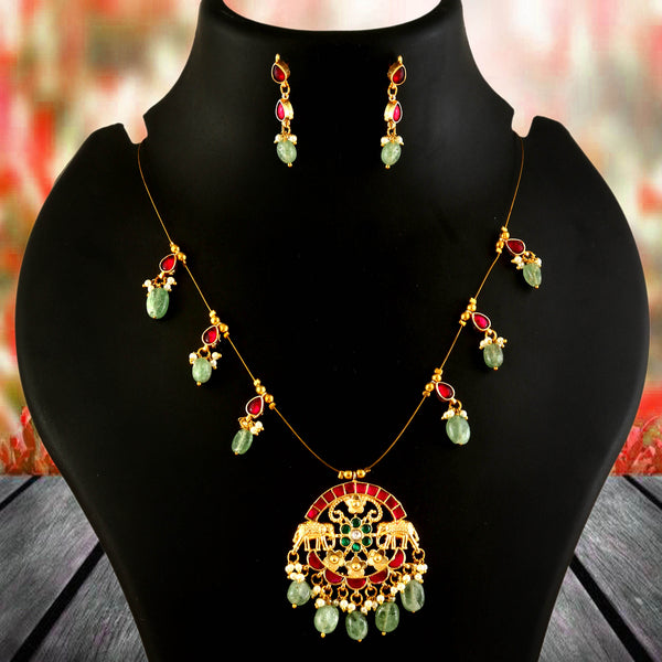 Jadau Kundan Necklace Set is beautifully handcrafted with premium Kundan