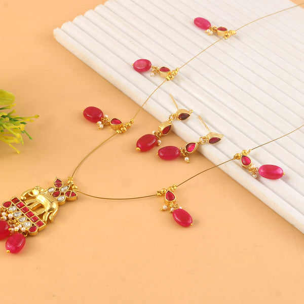Jadau Kundan Necklace Set is beautifully handcrafted with premium Kundan