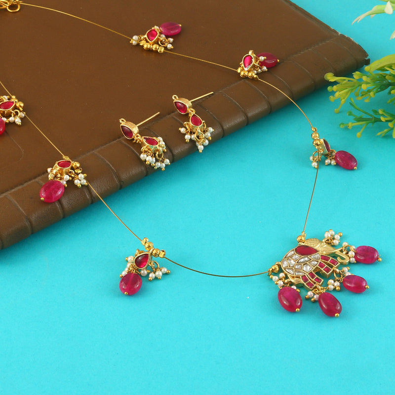 Jadau Kundan Necklace Set is beautifully handcrafted with premium Kundan