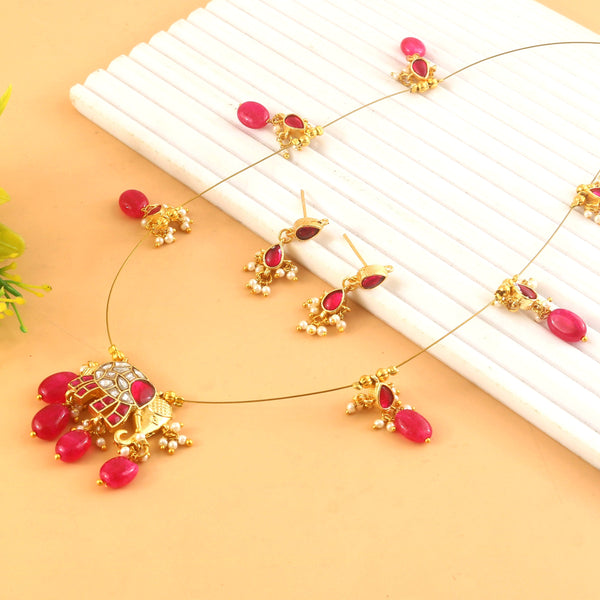 Jadau Kundan Necklace Set is beautifully handcrafted with premium Kundan