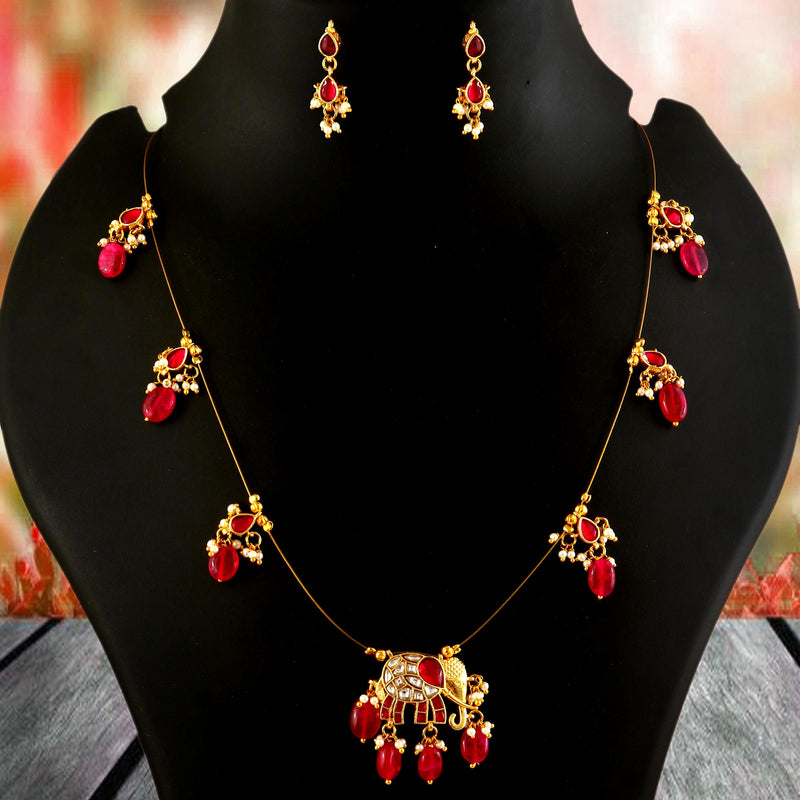 Jadau Kundan Necklace Set is beautifully handcrafted with premium Kundan