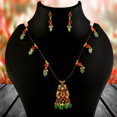 Jadau Kundan Necklace Set is beautifully handcrafted with premium Kundan