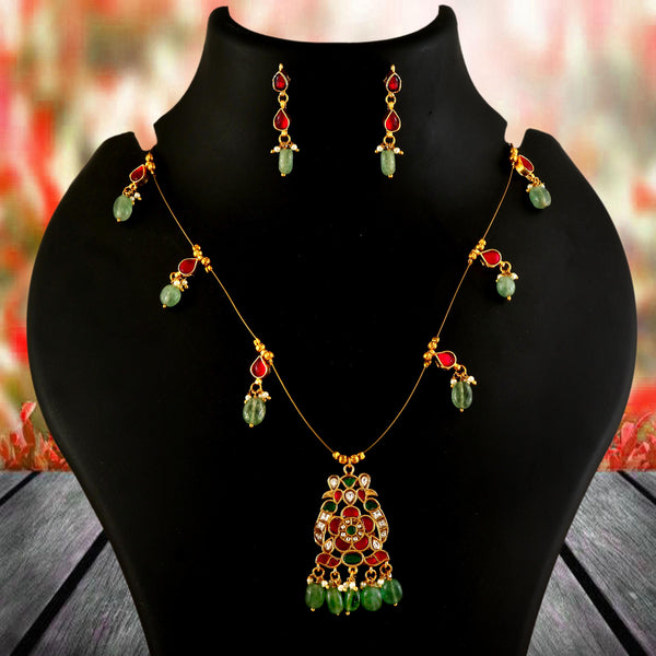 Jadau Kundan Necklace Set is beautifully handcrafted with premium Kundan