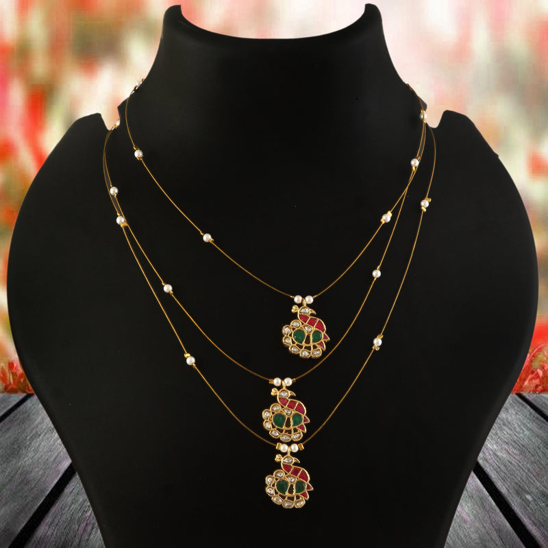 Jadau Kundan Necklace Set is beautifully handcrafted with premium Kundan