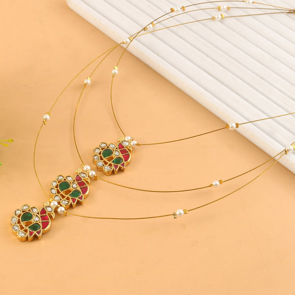 Jadau Kundan Necklace Set is beautifully handcrafted with premium Kundan