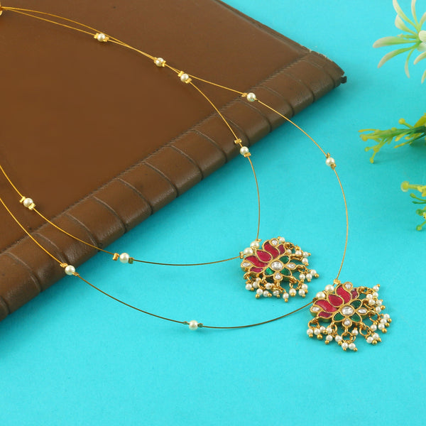 Jadau Kundan Necklace Set is beautifully handcrafted with premium Kundan