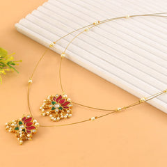 Jadau Kundan Necklace Set is beautifully handcrafted with premium Kundan