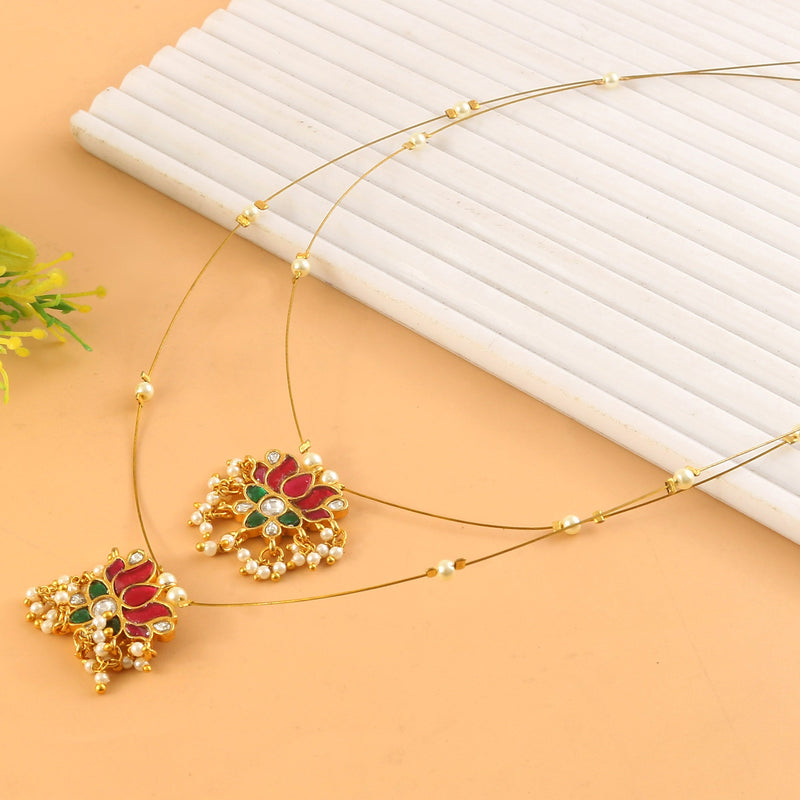 Jadau Kundan Necklace Set is beautifully handcrafted with premium Kundan