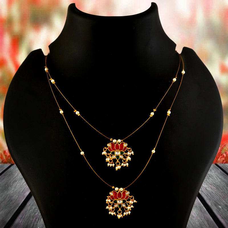 Jadau Kundan Necklace Set is beautifully handcrafted with premium Kundan