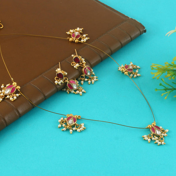 Jadau Kundan Necklace Set is beautifully handcrafted with premium Kundan