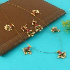 Jadau Kundan Necklace Set is beautifully handcrafted with premium Kundan
