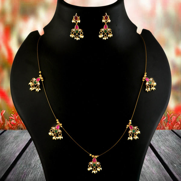 Jadau Kundan Necklace Set is beautifully handcrafted with premium Kundan