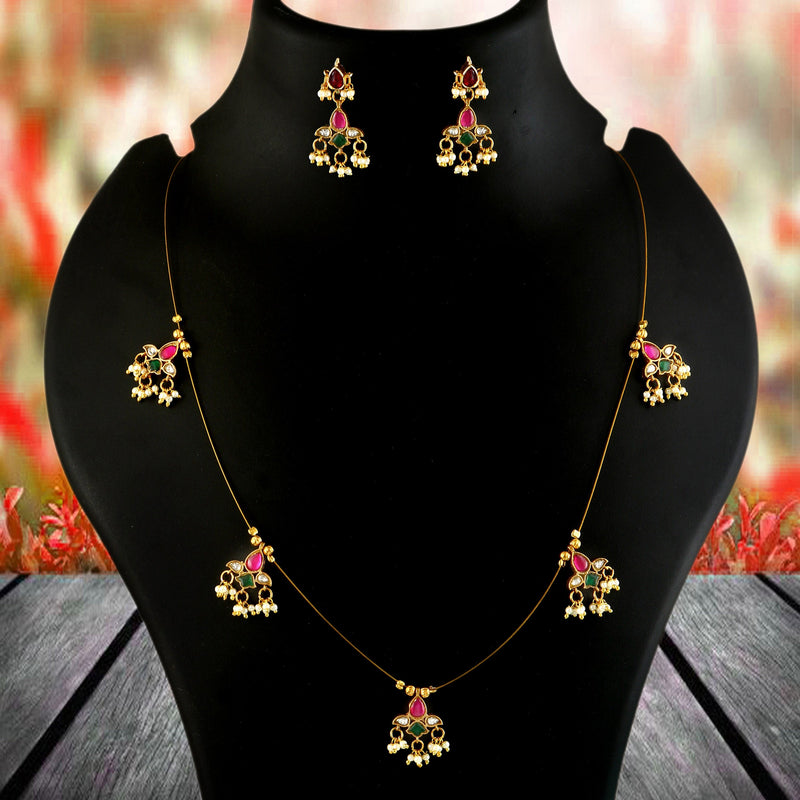 Jadau Kundan Necklace Set is beautifully handcrafted with premium Kundan