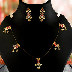 Jadau Kundan Necklace Set is beautifully handcrafted with premium Kundan