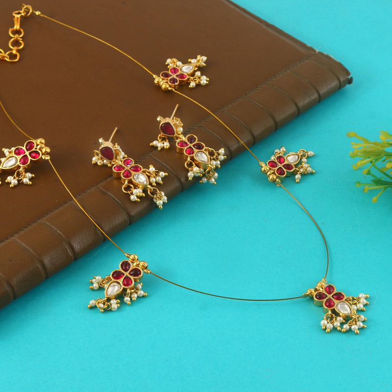 Jadau Kundan Necklace Set is beautifully handcrafted with premium Kundan