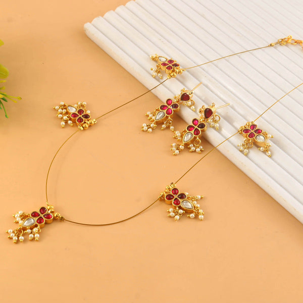 Jadau Kundan Necklace Set is beautifully handcrafted with premium Kundan