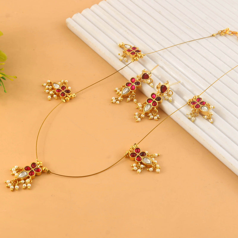Jadau Kundan Necklace Set is beautifully handcrafted with premium Kundan
