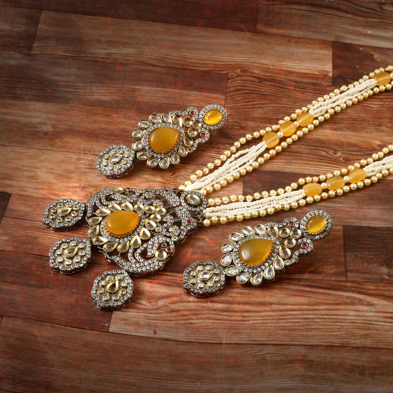 Jadau Kundan Necklace Set (Beads)