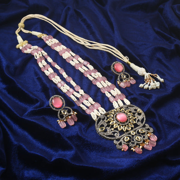 Jadau Kundan Necklace Set (Beads)
