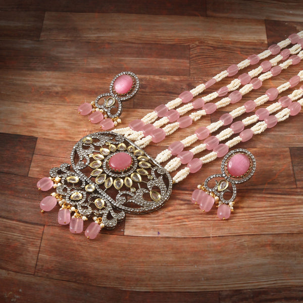 Jadau Kundan Necklace Set (Beads)