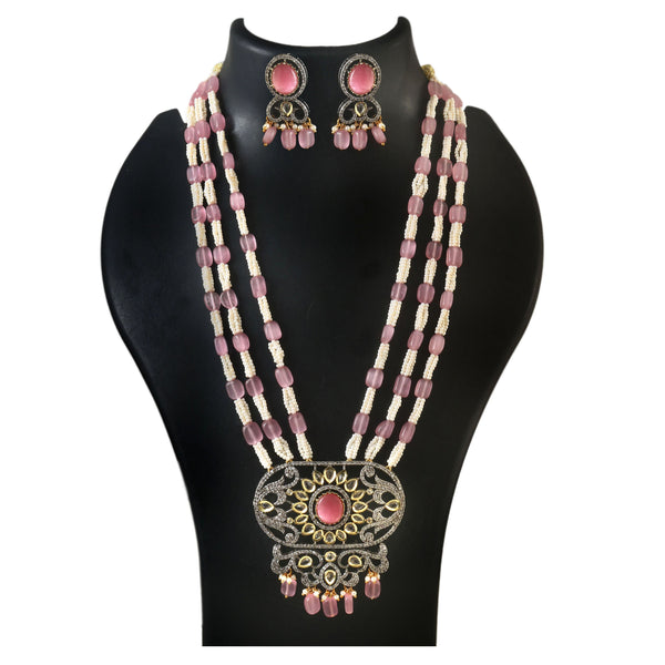 Jadau Kundan Necklace Set (Beads)