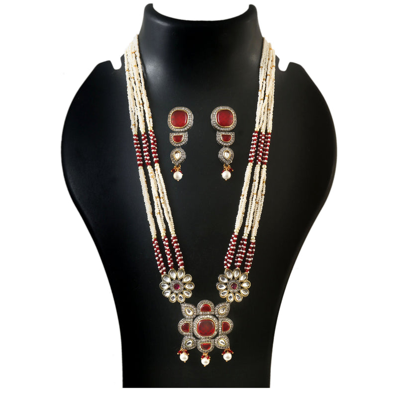 White Stone With Pearl Rani Haar